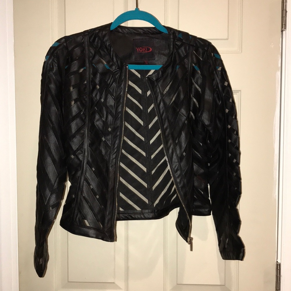 Faux leather & Mesh jacket